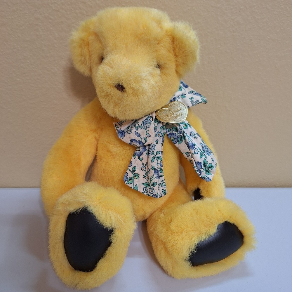 VTG 1992 GUND Victoria's Secret Teddy Pooh Bear Yellow Plush Bow 11" Plush